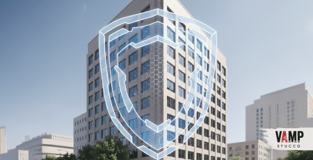 Commercial building in Denver featuring fire-resistant stucco siding showing commercial insurance cost reduction in action.